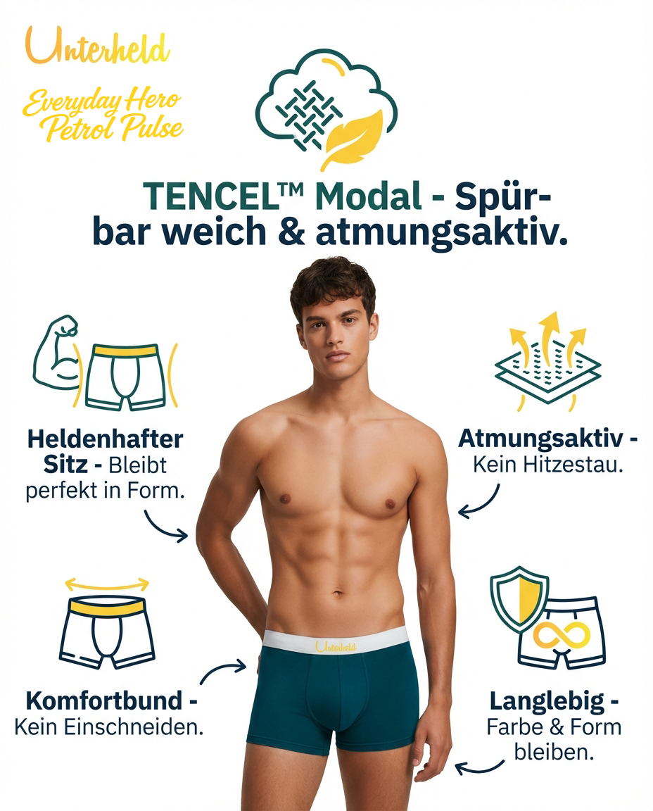 Everyday Hero – Boxershorts Herren aus TENCEL™ Modal | Petrol Pulse